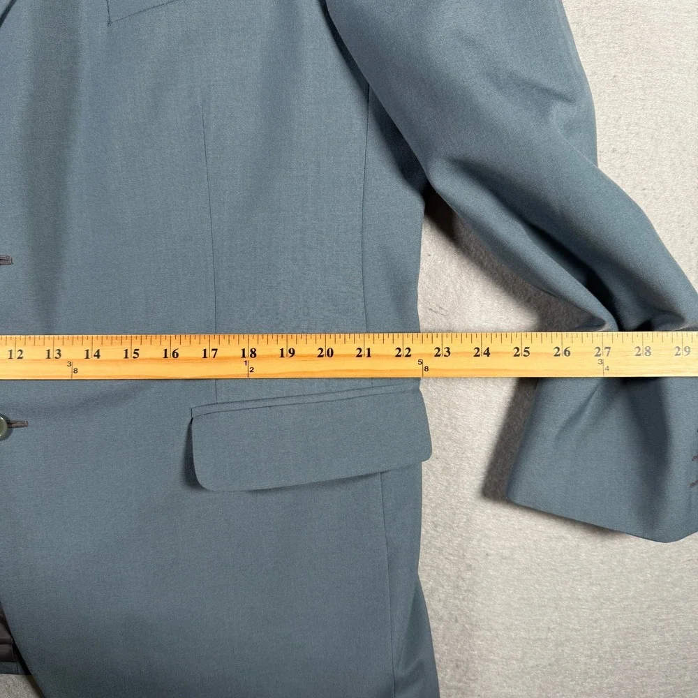 Yves Saint‎ Laurent Pour Homme Wool Blazer Blue Grey 3 Button Jacket Size 54 44R